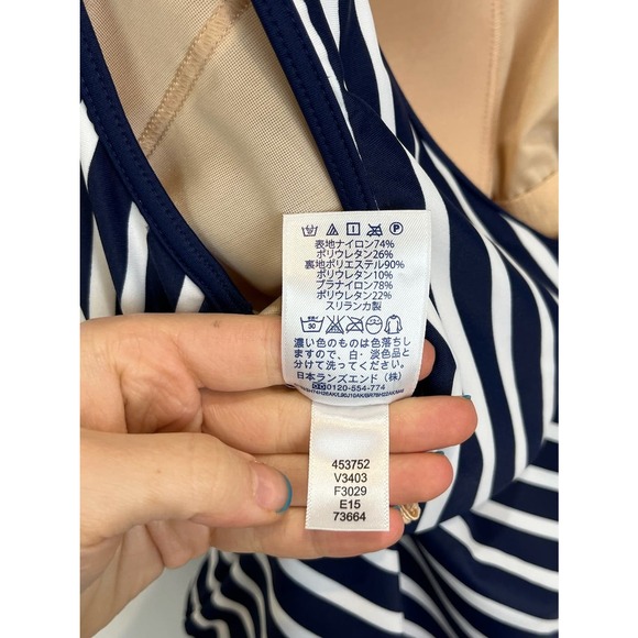 LANDS' END Tugless Tank One Piece Swimsuit Bright Sapphire Stripe Blue 24W Plus - Picture 6 of 6